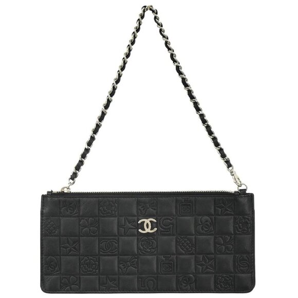 Chanel Black Lambskin Icon Chain Handbag 172930 - Picture 1 of 11